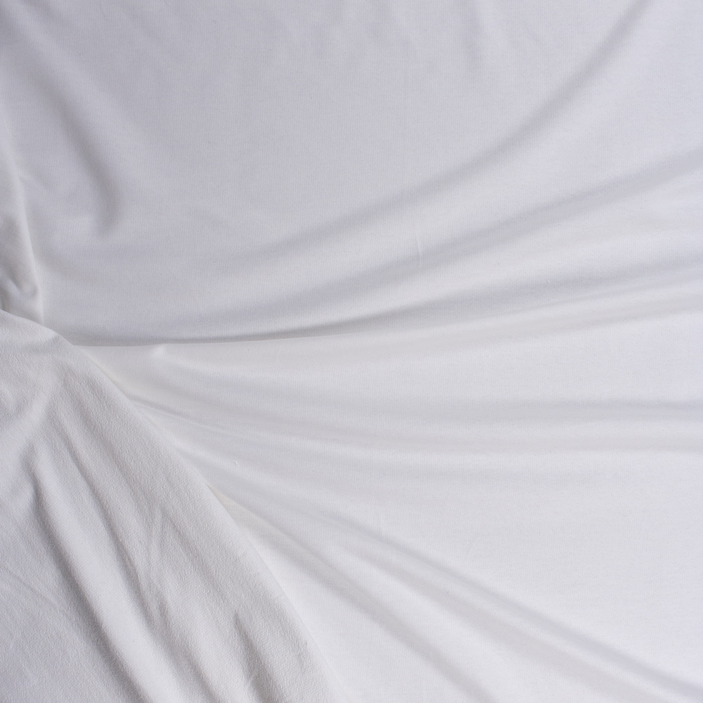 Extra Wide White Midweight Cotton French Terry Fabric By The Yard - Wide shot