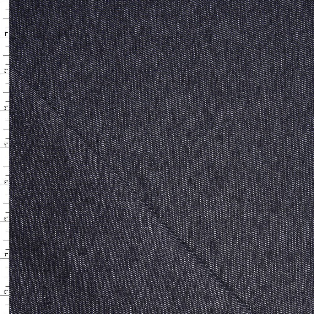 Dark Blue Designer 9oz Textured Stretch Denim Fabric By The Yard