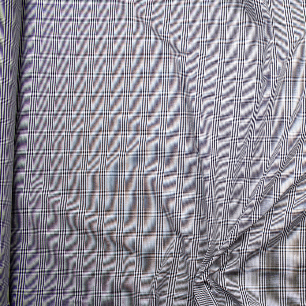 Black and White Plaid Midweight Cotton Poplin from ‘Brooks Brothers’ Fabric By The Yard - Wide shot
