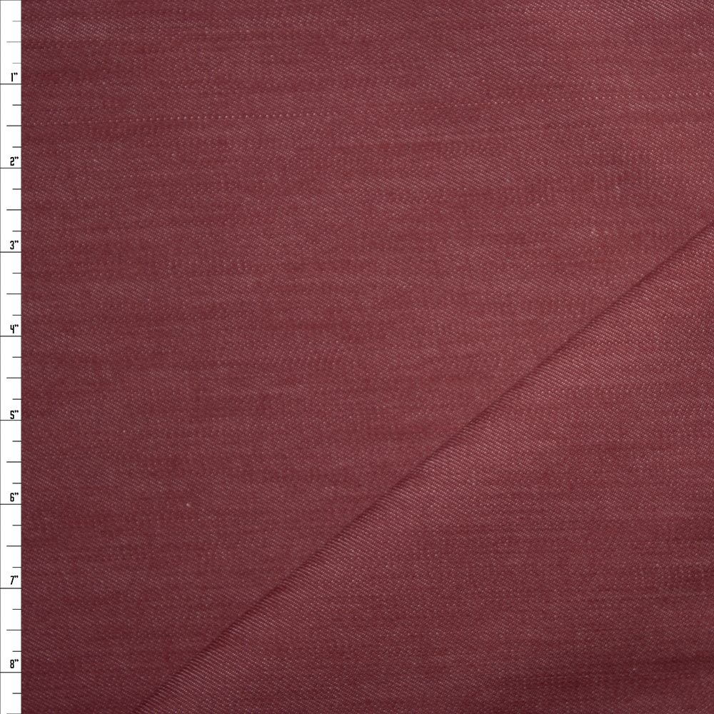 Burgundy 12oz Designer Denim Fabric By The Yard