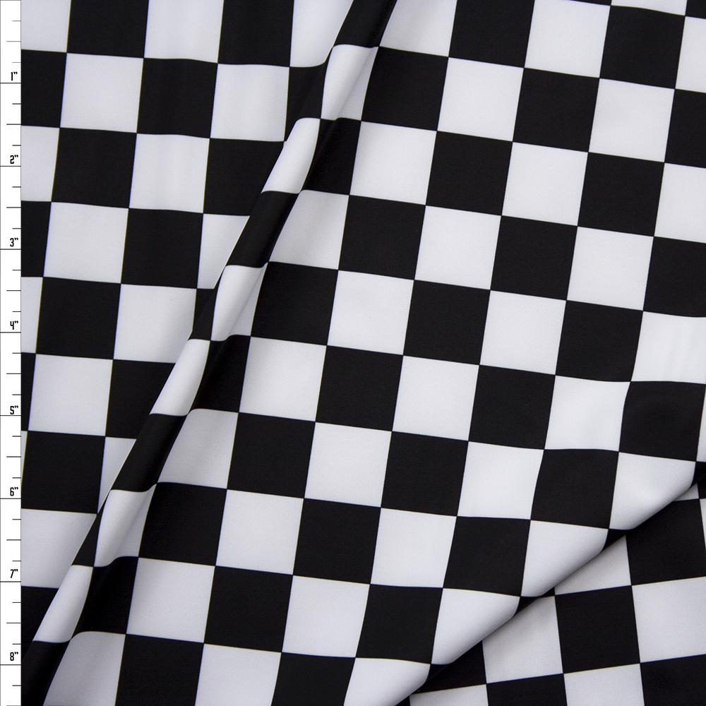 Black and White Checkered Nylon/Spandex Fabric By The Yard