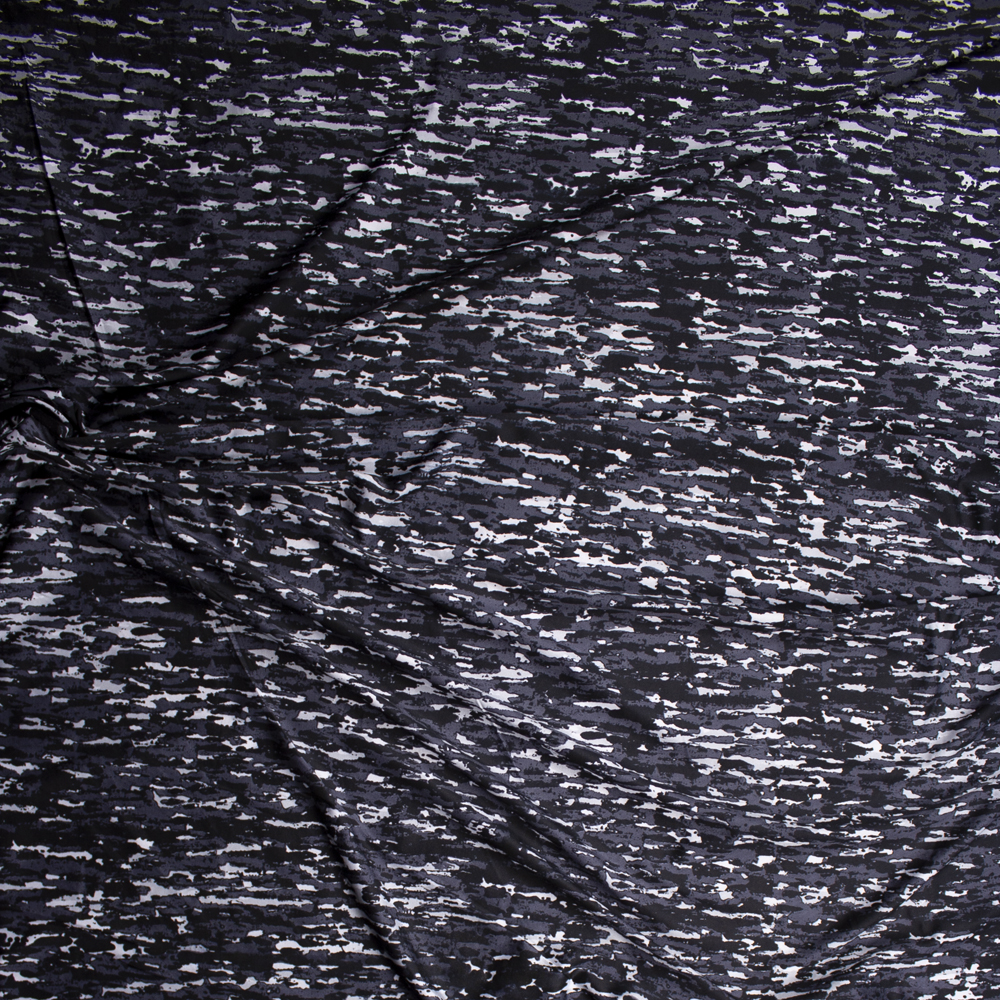 Black, Grey, and White Grunge Micro Camouflage Nylon/Spandex Fabric By The Yard - Wide shot