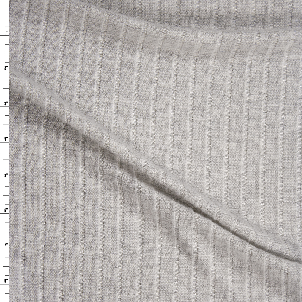 Light Grey Soft Brushed Wide Rib Sweater Knit Fabric By The Yard