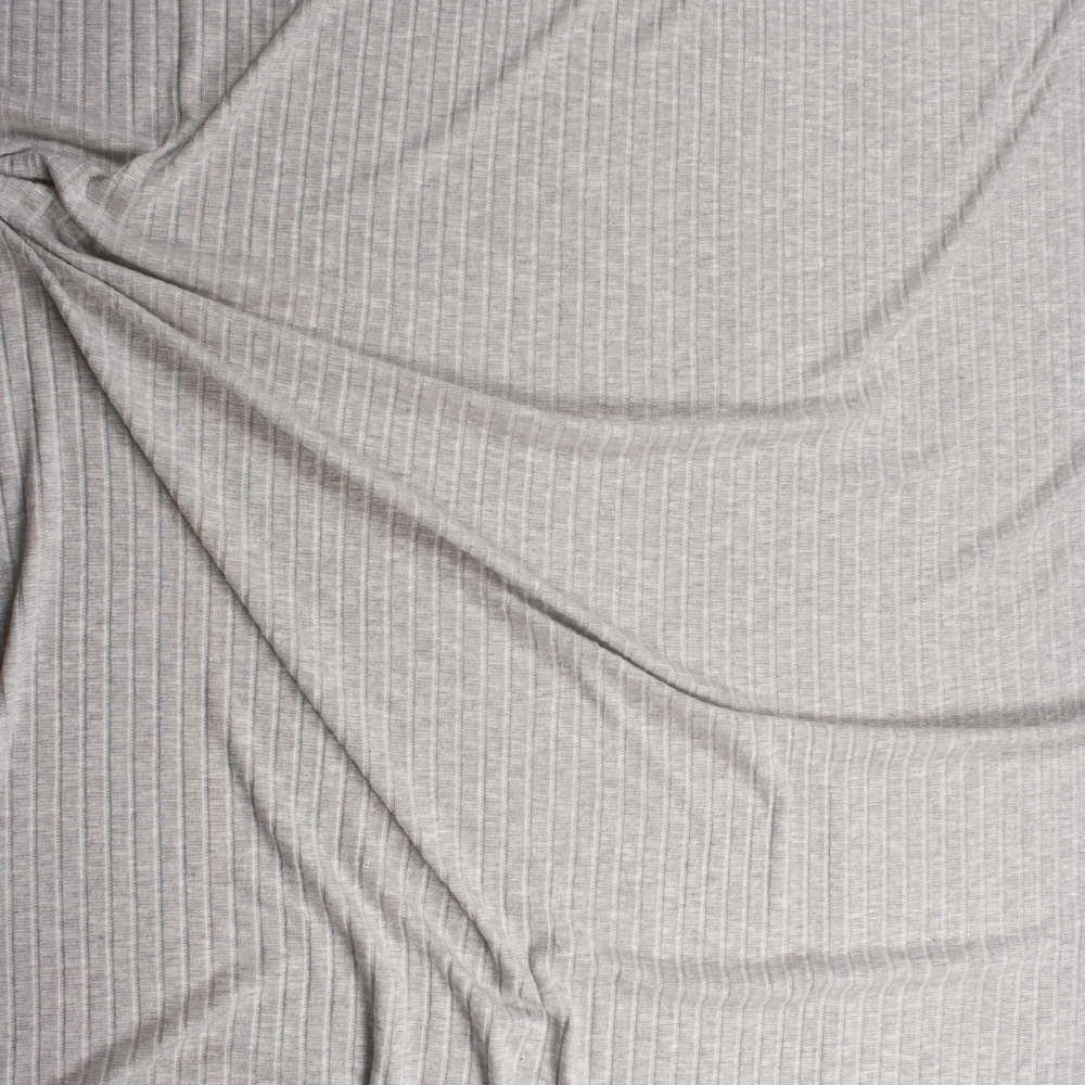 Light Grey Soft Brushed Wide Rib Sweater Knit Fabric By The Yard - Wide shot