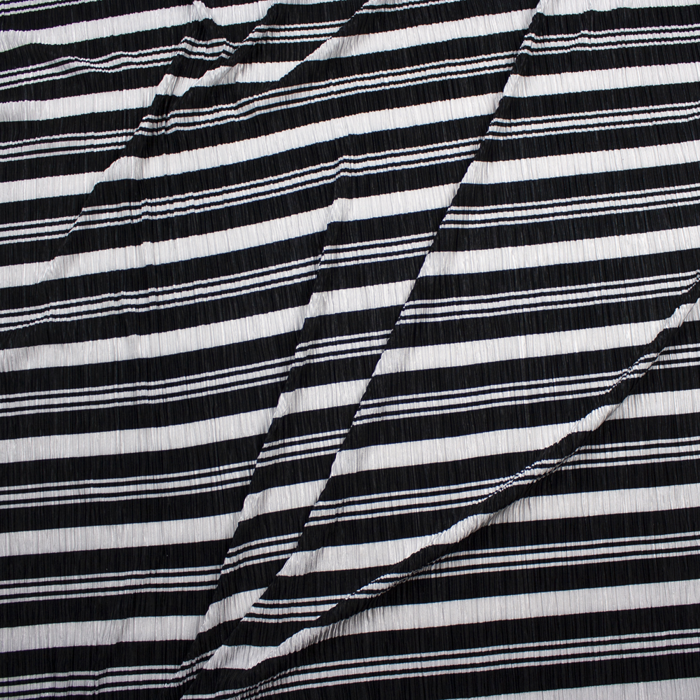 Black and White Striped Accordion Knit Fabric By The Yard - Wide shot