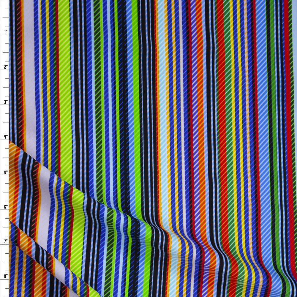 Multi Color Vertical Varied Stripe Premium Nylon/Spandex Fabric By The Yard
