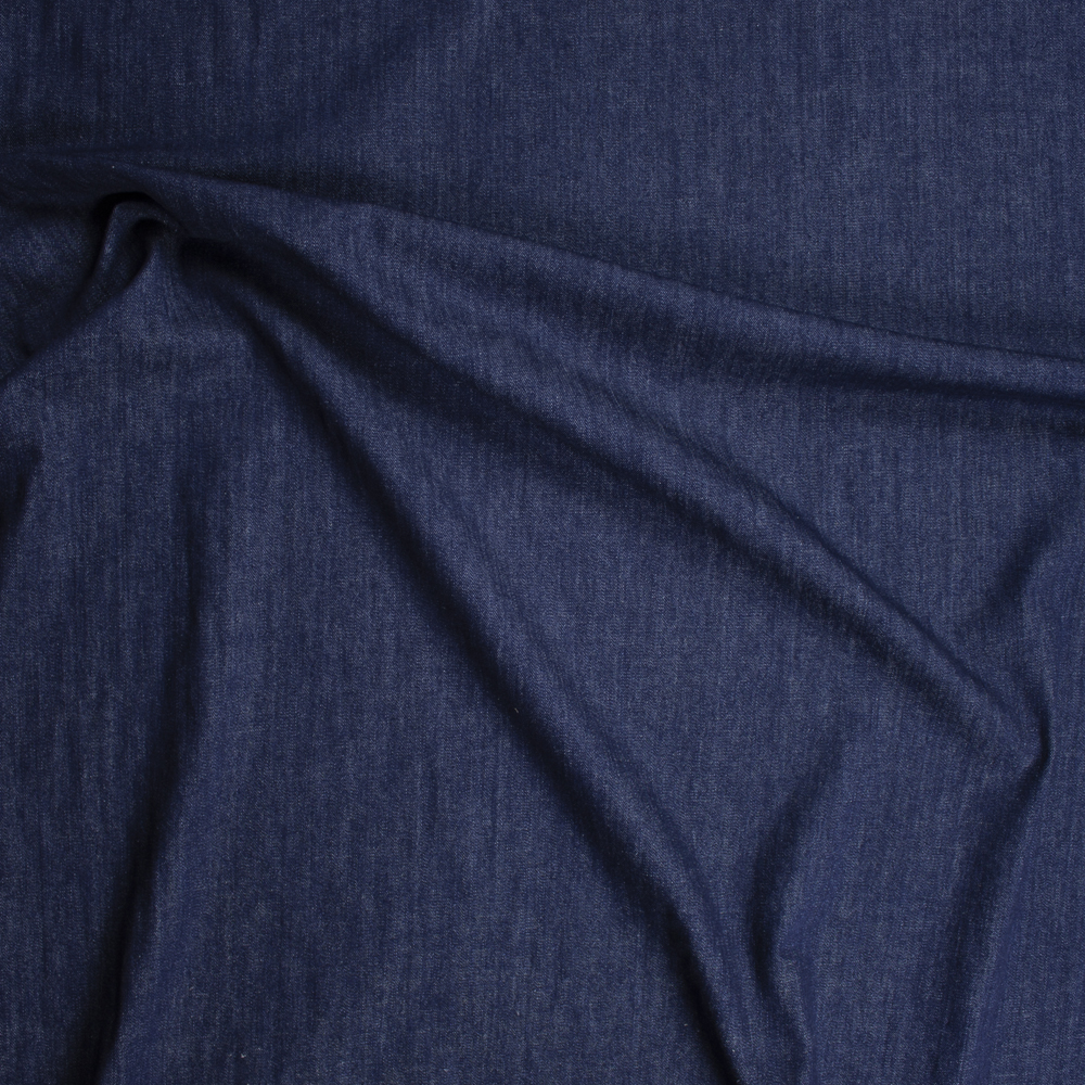 Indigo Washed Designer Stretch Denim Fabric By The Yard - Wide shot