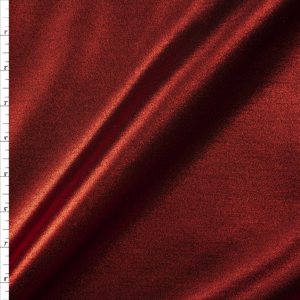 Metallic Red Designer Stretch Denim Fabric By The Yard