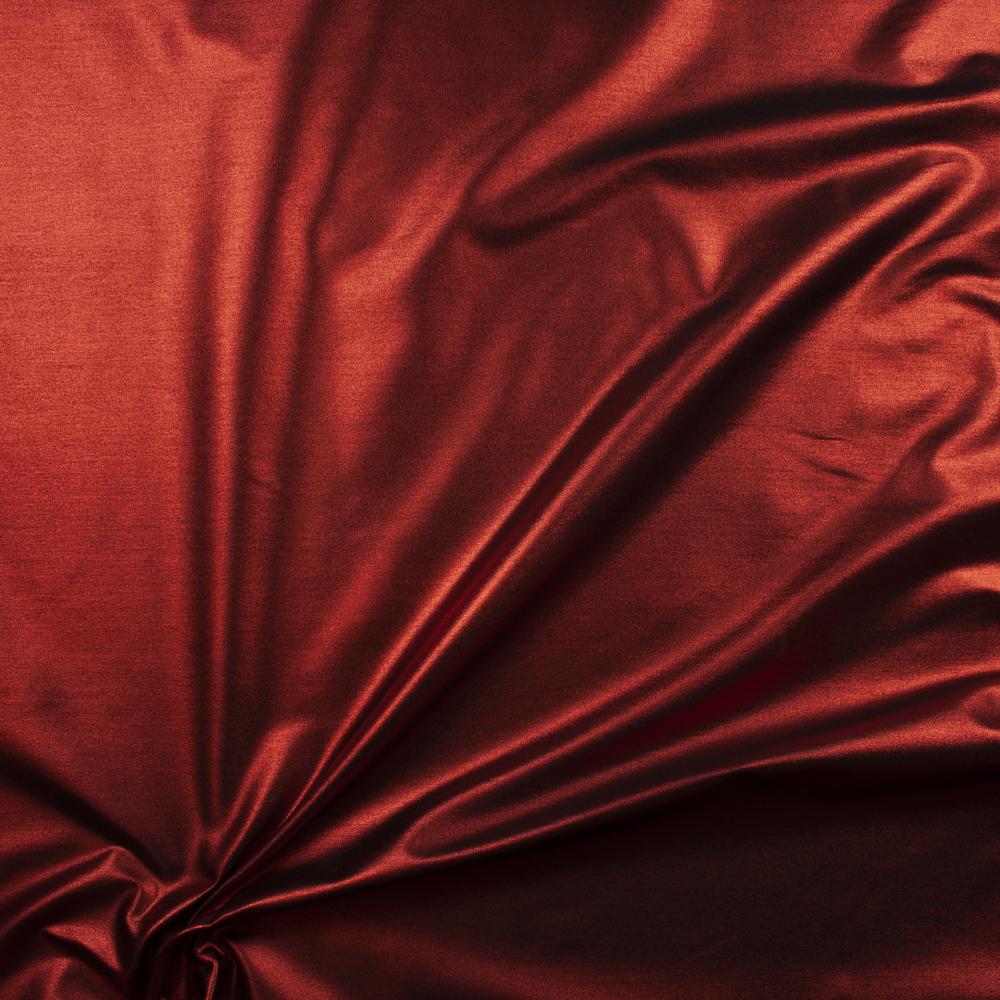 Metallic Red Designer Stretch Denim Fabric By The Yard - Wide shot