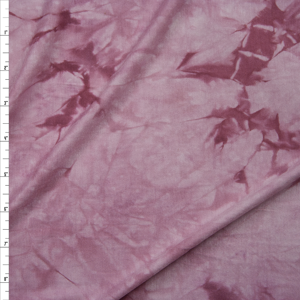 Dusty Pink and White Tie Dye Stretch Rayon Jersey Fabric By The Yard