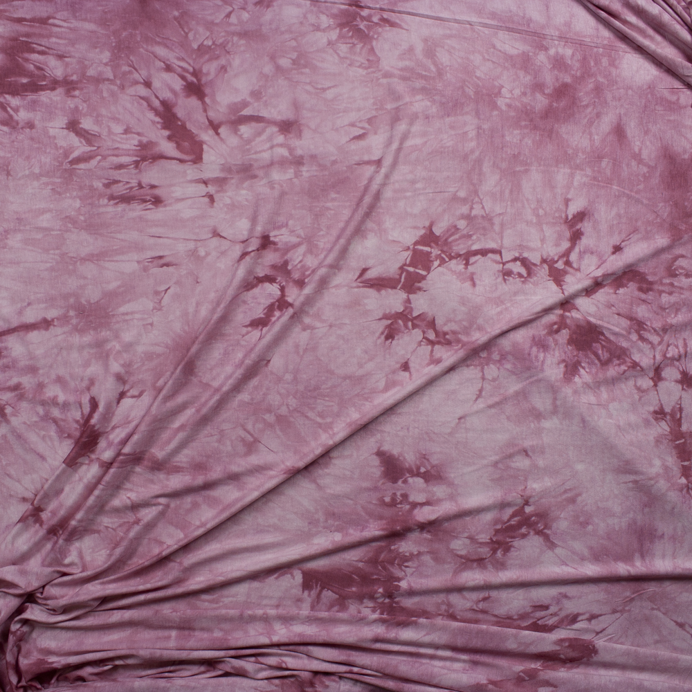 Dusty Pink and White Tie Dye Stretch Rayon Jersey Fabric By The Yard - Wide shot
