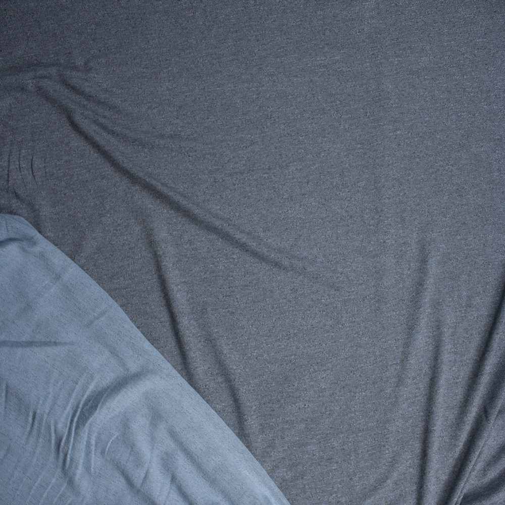 Teal Grey Stretch Rayon French Terry Fabric By The Yard - Wide shot
