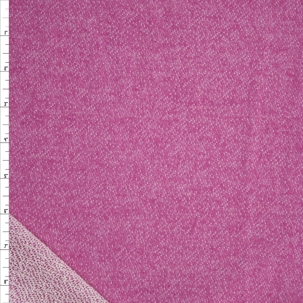 Bright Pink Cotton French Terry Fabric By The Yard