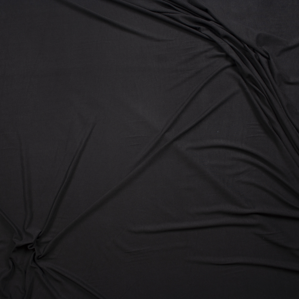 Black Midweight 4-way Stretch Rayon/Spandex Jersey Knit Fabric By The Yard - Wide shot