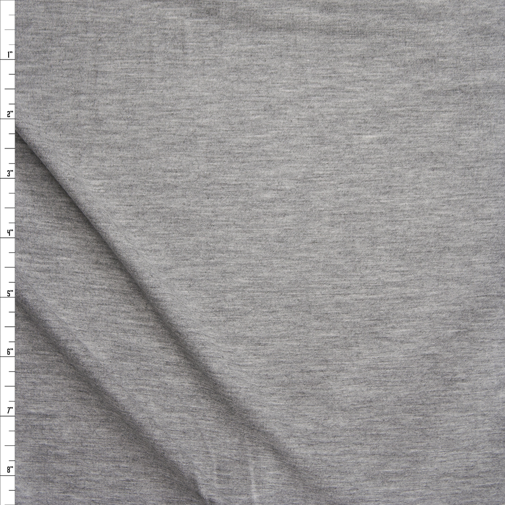 Heather Grey Midweight 4-way Stretch Rayon/Spandex Jersey Knit Fabric By The Yard