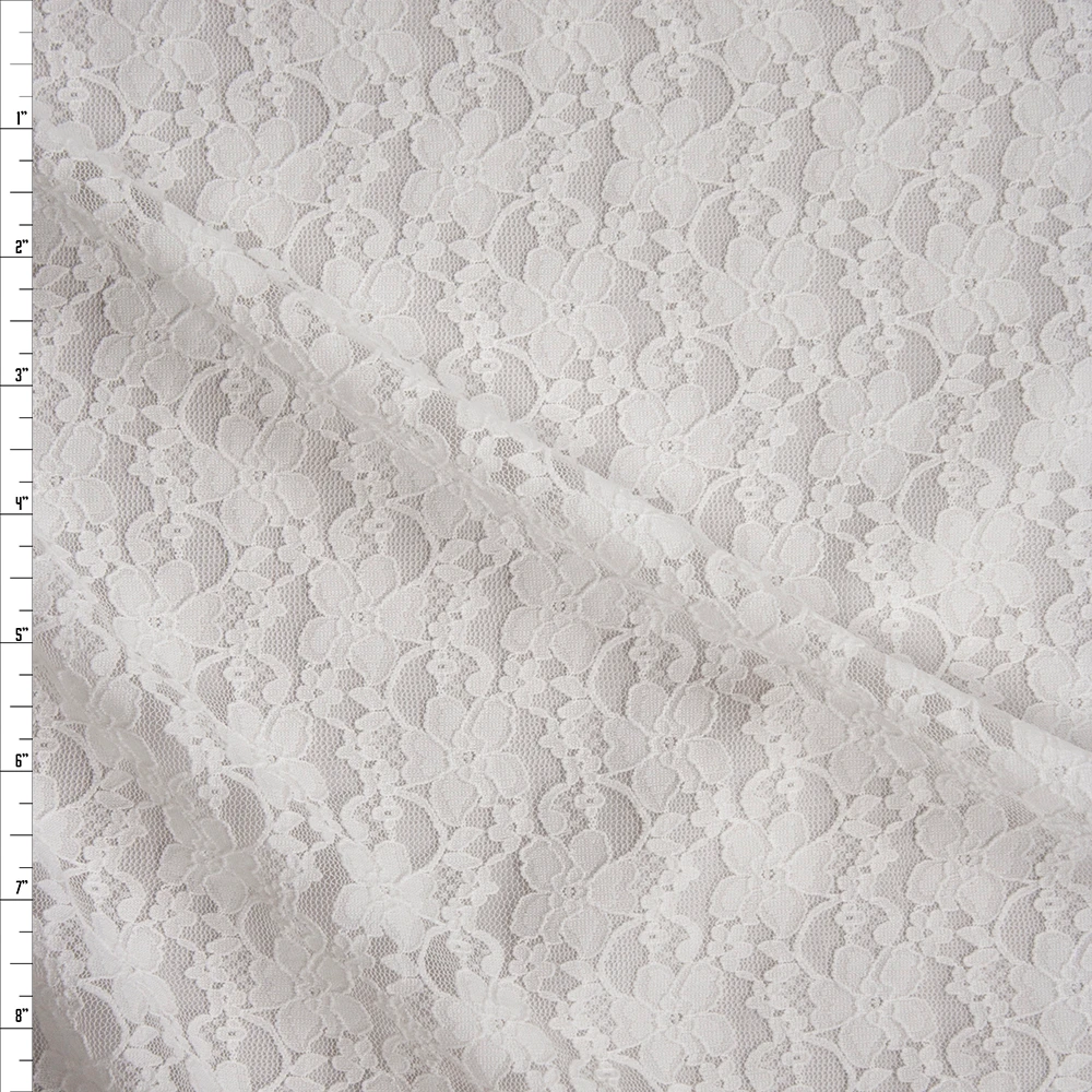 Warm White Classic Floral Stretch Lace Fabric By The Yard
