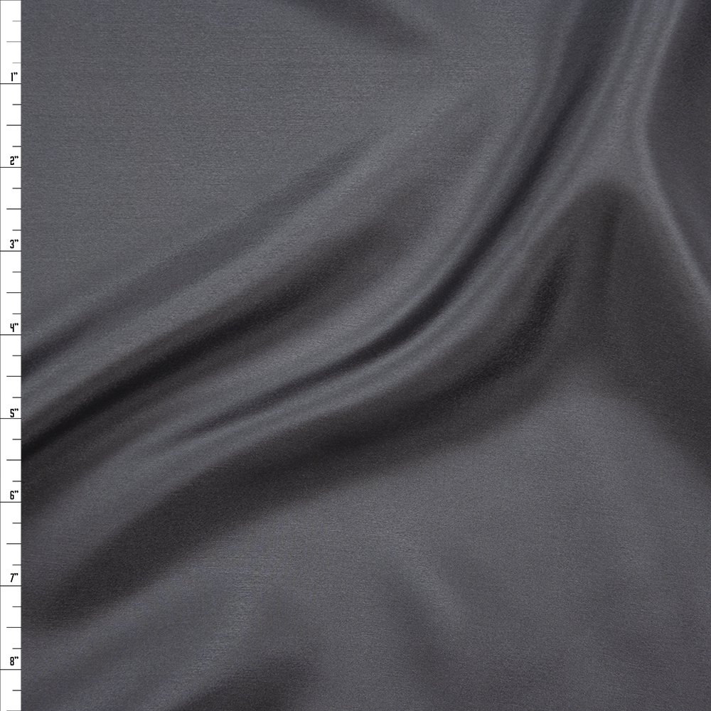 Charcoal Designer Silk Habotai Fabric By The Yard