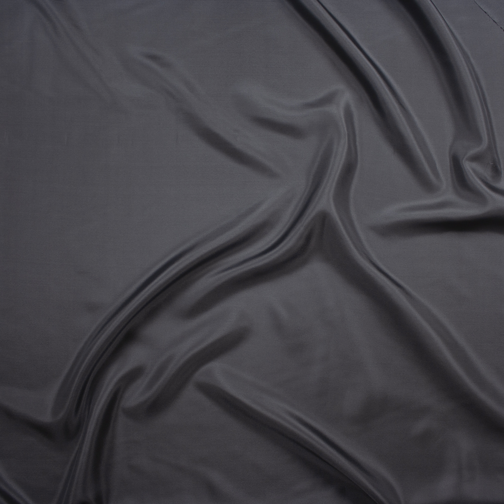 Charcoal Designer Silk Habotai Fabric By The Yard - Wide shot