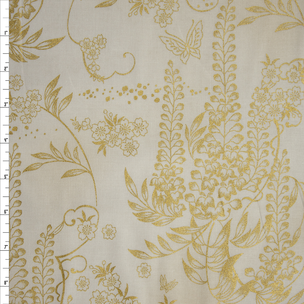Imperial Collection Metallic 15 Ivory by Robert Kaufman Quilter's Cotton Print Fabric By The Yard
