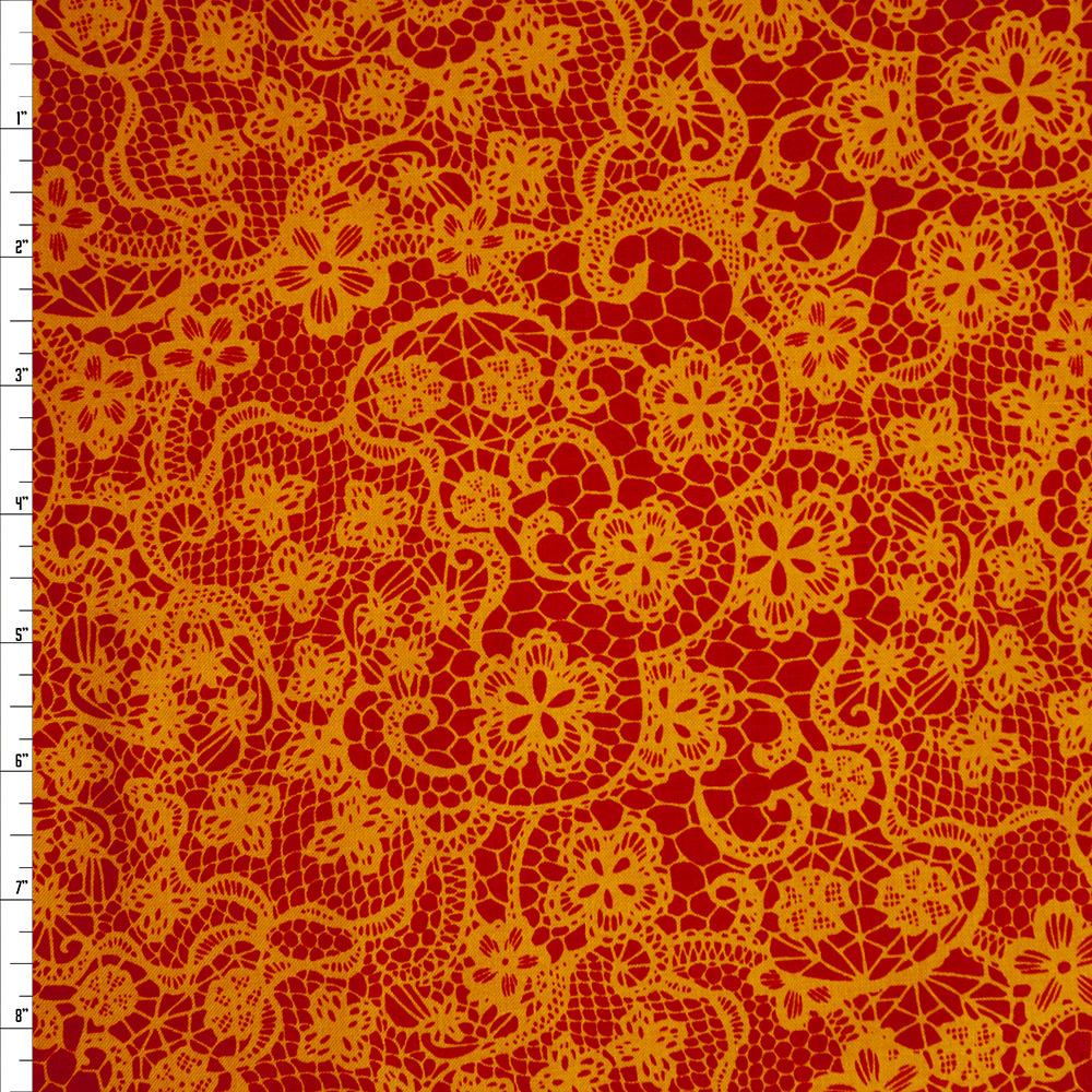 Lace Orange Pink by Patrick Lose Quilter's Cotton Print Fabric By The Yard