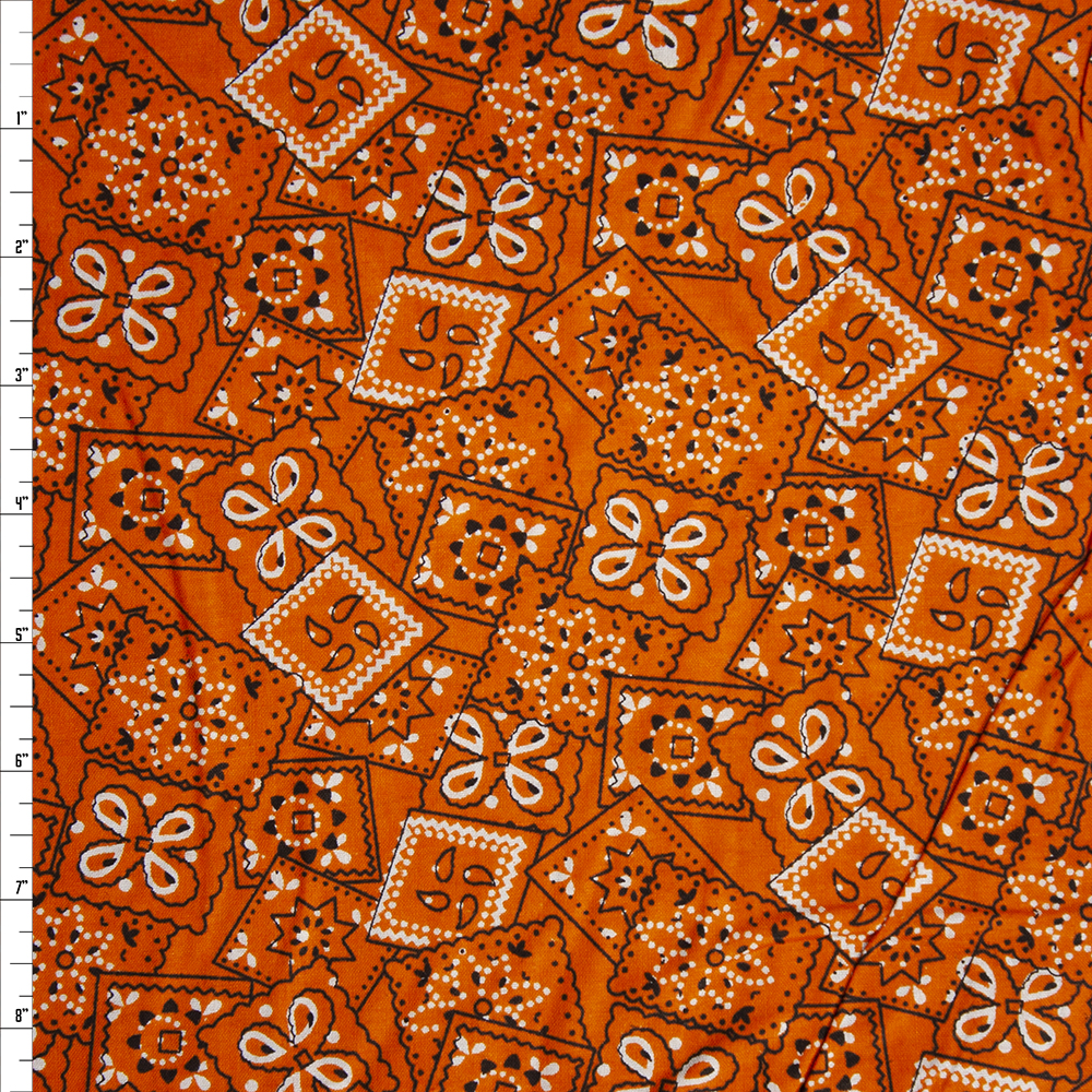 Orange Tossed Bandanas Quilter's Cotton Print Fabric By The Yard
