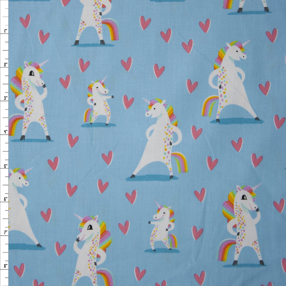 Magical Rainbow Unicorns Blue Charcoal by Robert Kaufman Quilter's Cotton Print Fabric By The Yard