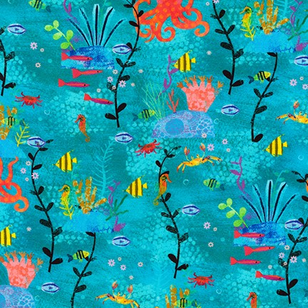 Octopus Garden Pacific Sea Floor from Robert Kaufman Quilter's Cotton Print