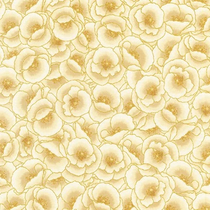 Gilded Blooms Ivory Flowers from Robert Kaufman Quilter's Cotton Print