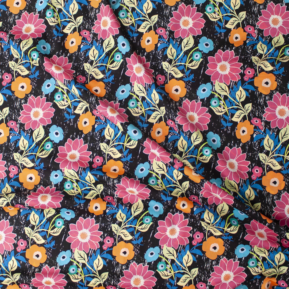 Floral Asphalt Cotton Voile from Art Gallery Fabrics Fabric By The Yard - Wide shot