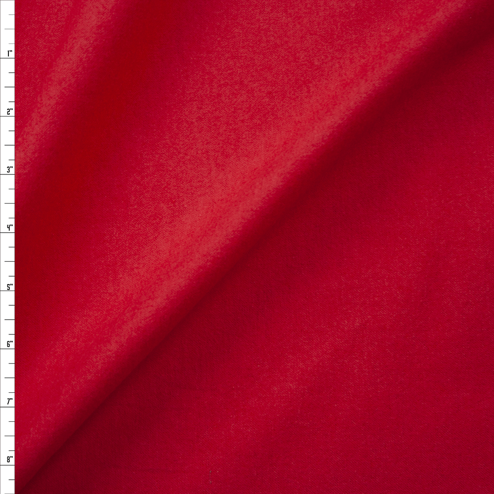 Red Double Nap Midweight Cotton Flannel Fabric By The Yard