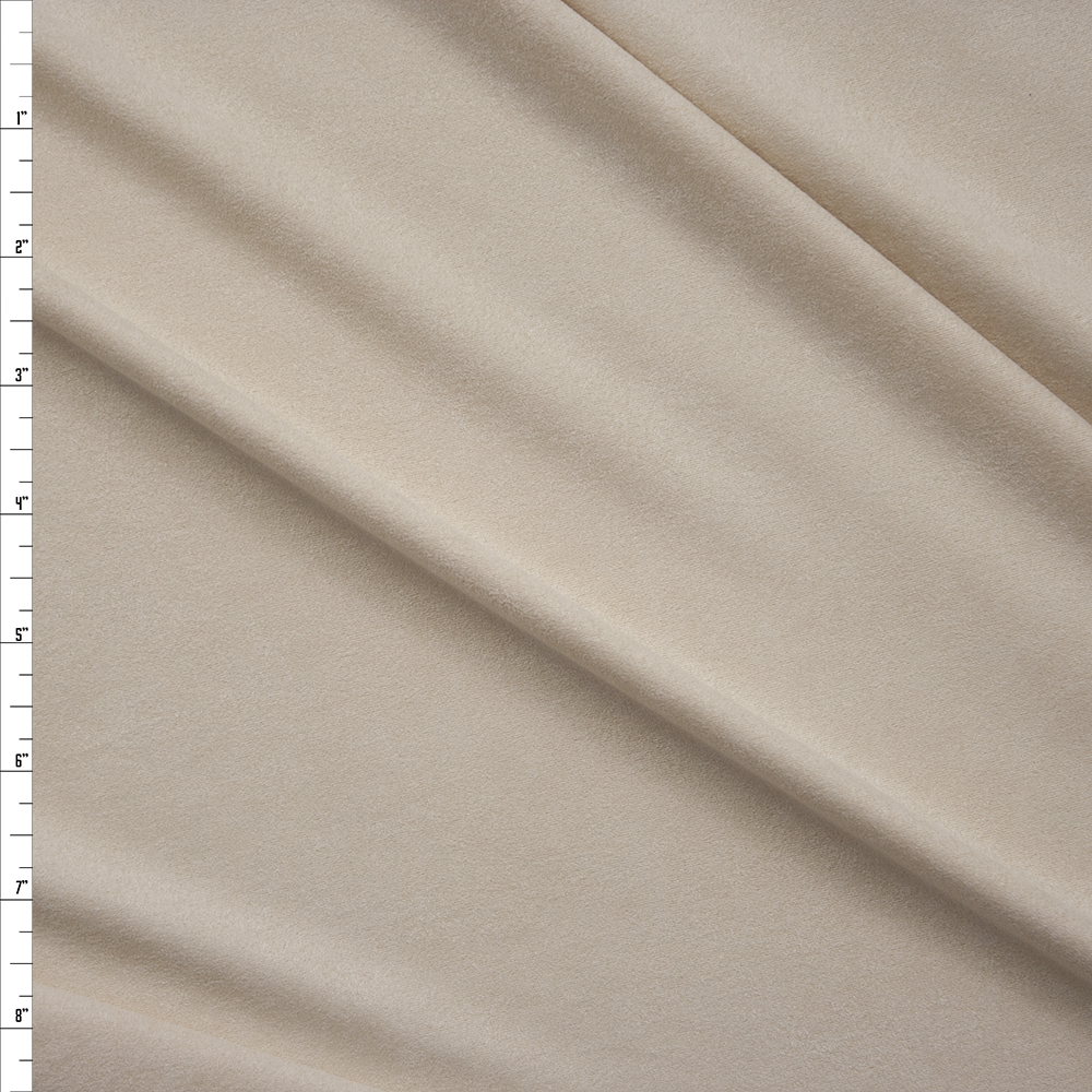 Ivory Lightweight Designer Stretch Suede Fabric By The Yard