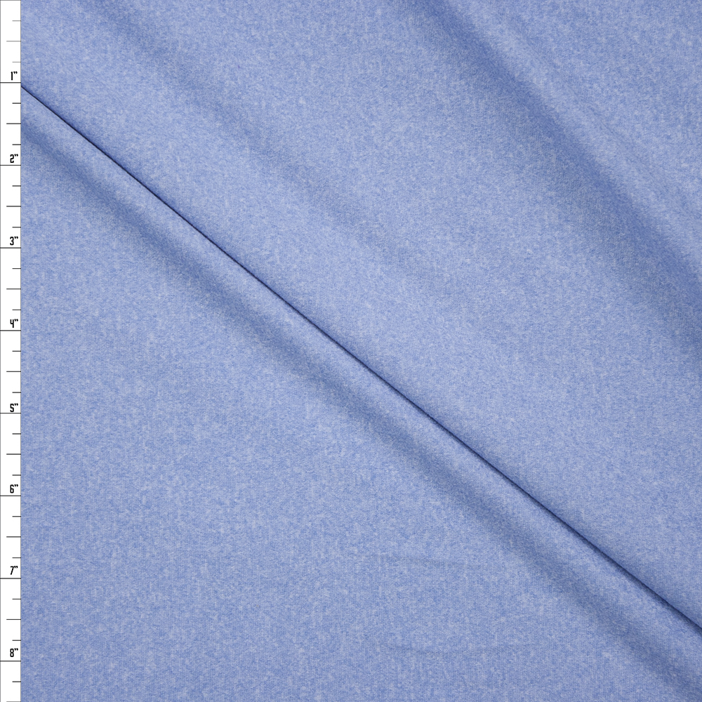 Pale Blue Heather Double Brushed Poly Fabric By The Yard