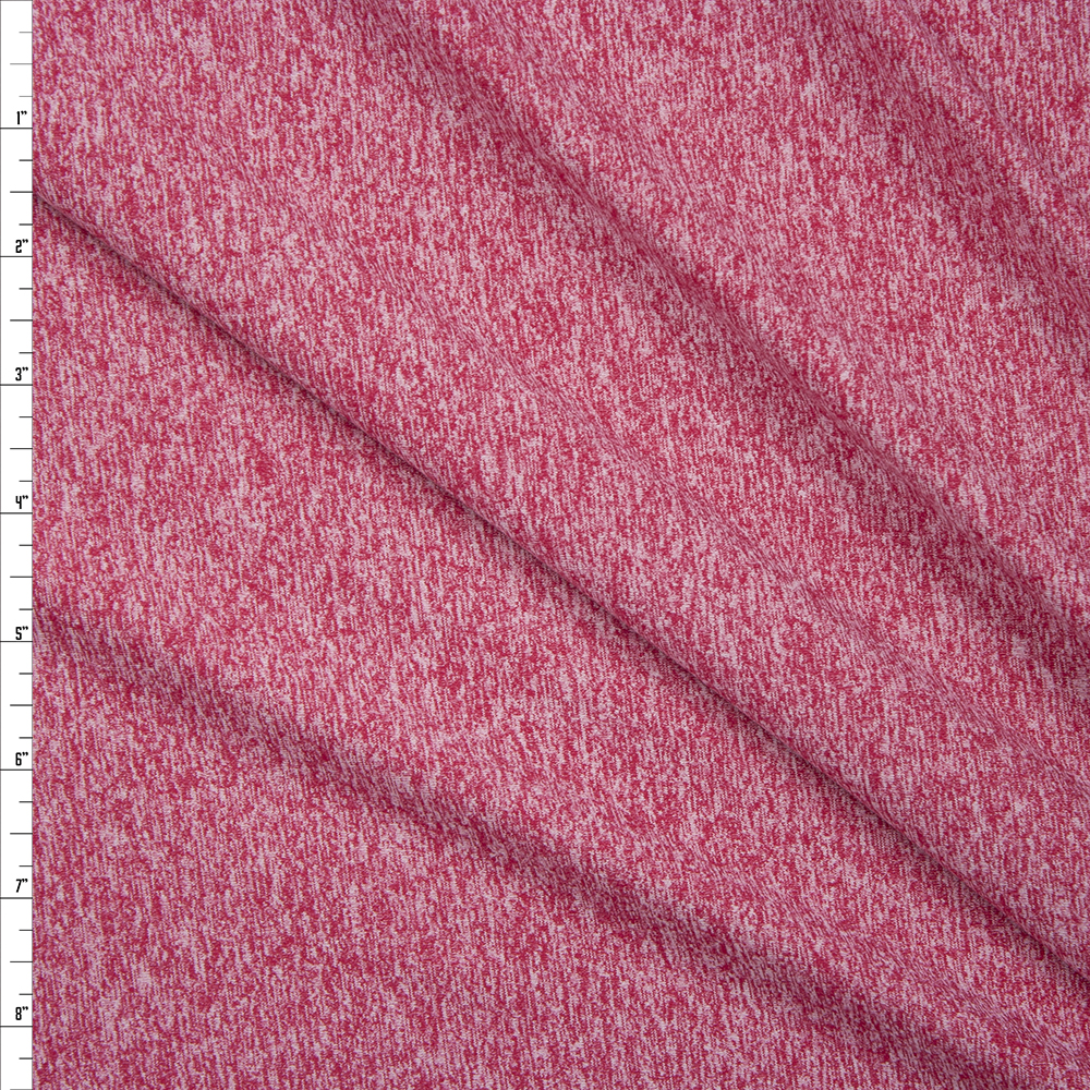 Bright Pink Heather Midweight Brushed Athletic Knit Fabric By The Yard