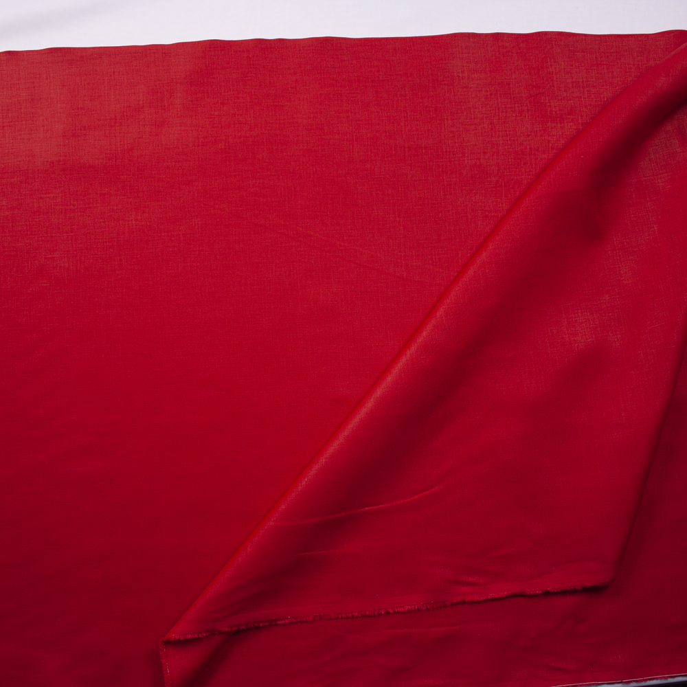 Solid Red Midweight Linen Fabric By The Yard - Wide shot