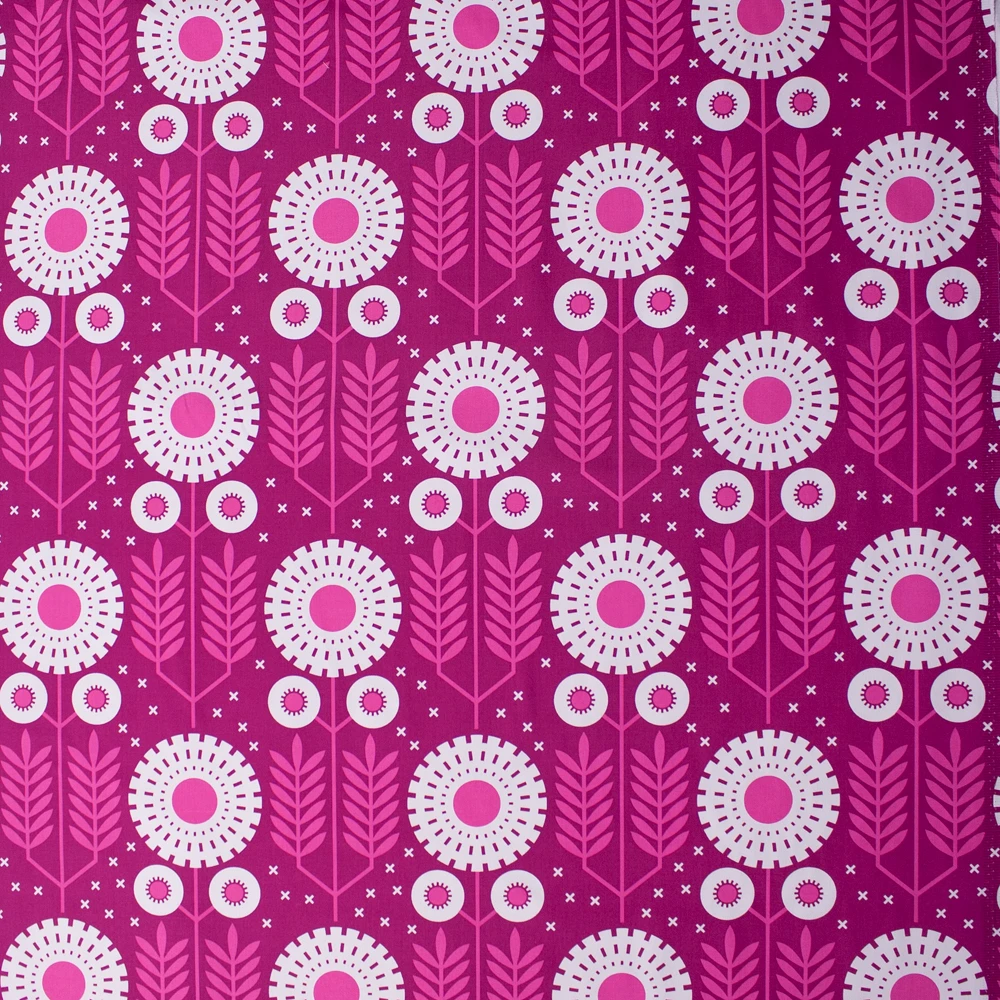 White on Pink Imperial Floral Midweight Cotton Poplin Fabric By The Yard - Wide shot