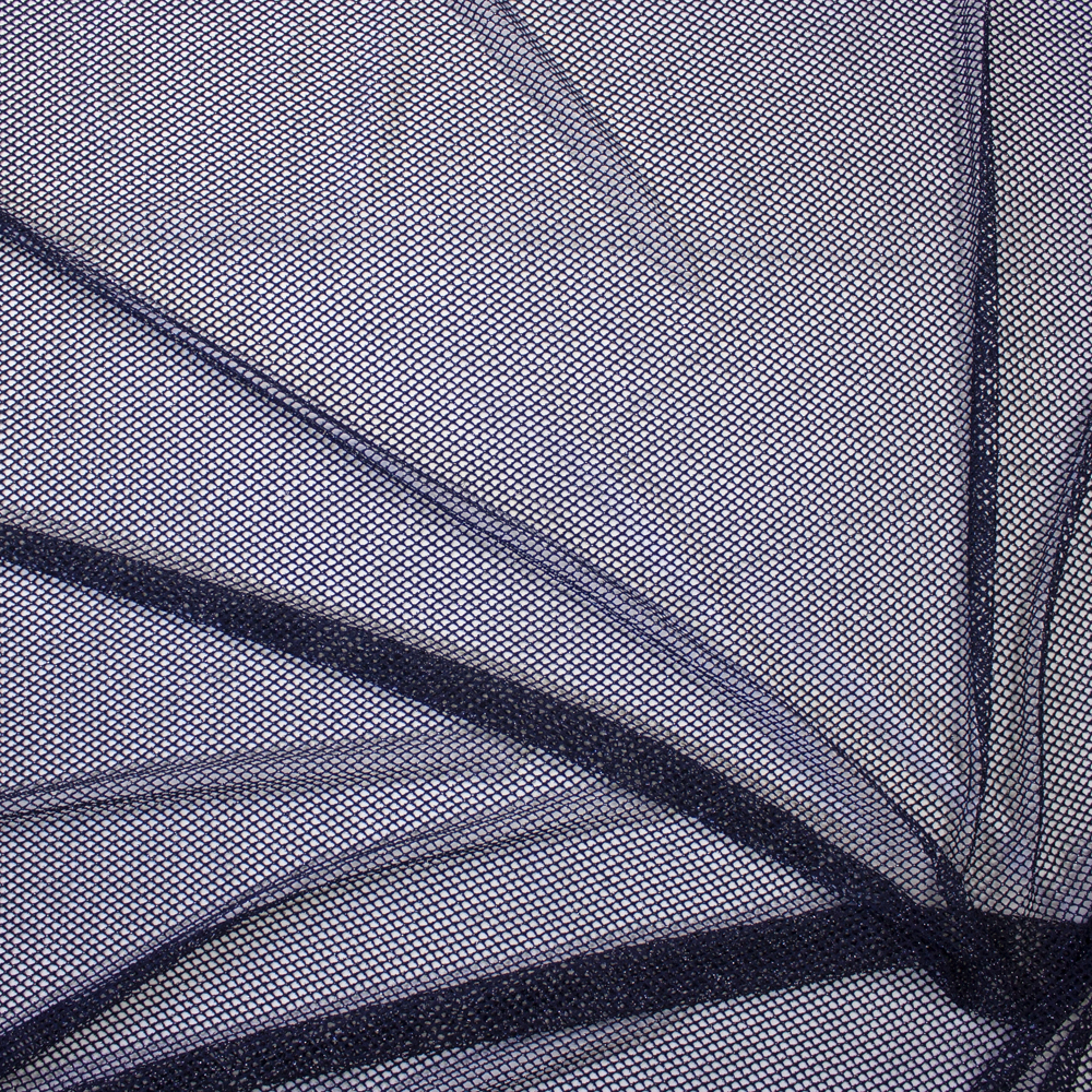 Metallic Silver on Navy Fishnet Fabric By The Yard - Wide shot