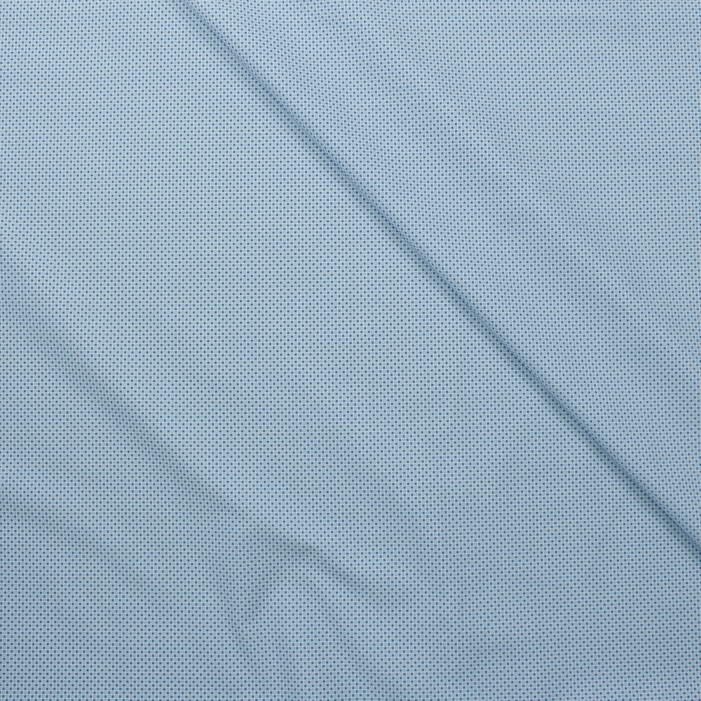 Tootal Super Classic High Count Poplin Blue Squares Fabric By The Yard - Wide shot
