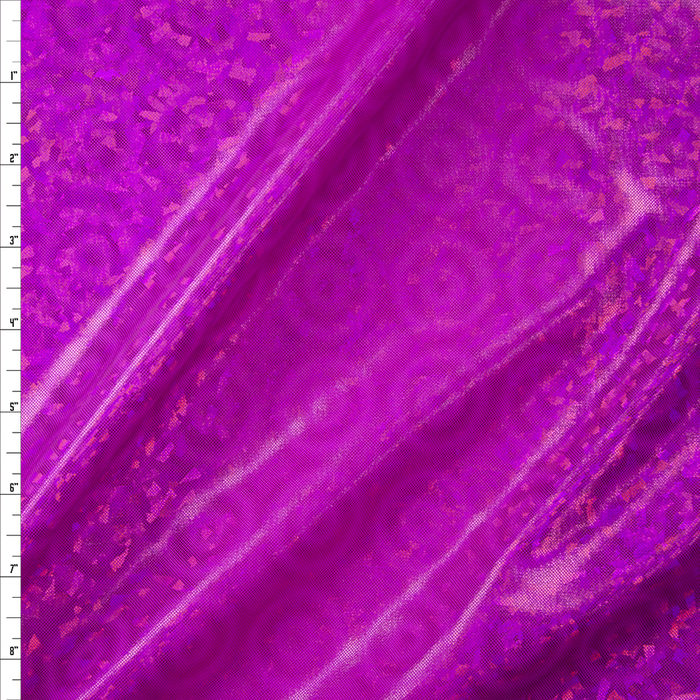 Hot Pink Holographic Circular Illusion Nylon/Spandex Fabric By The Yard