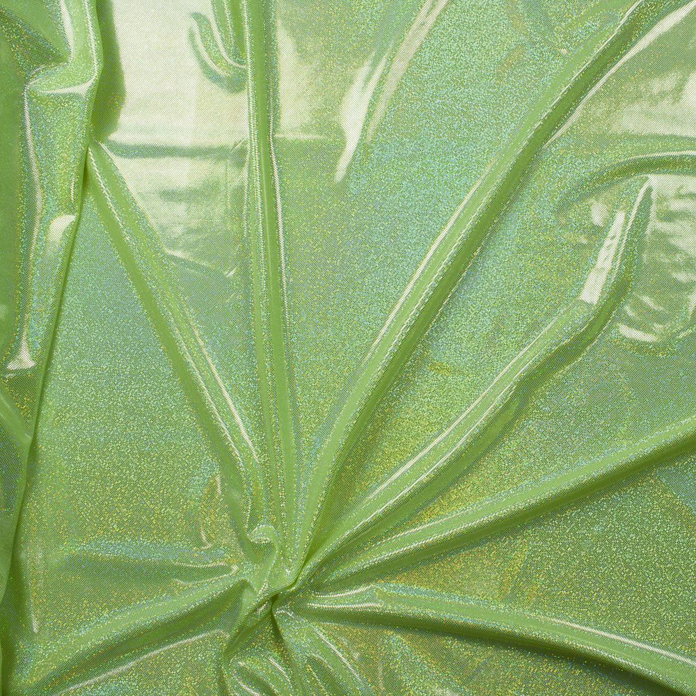 Metallic Silver on Neon Yellow Nylon/Spandex Fabric By The Yard - Wide shot