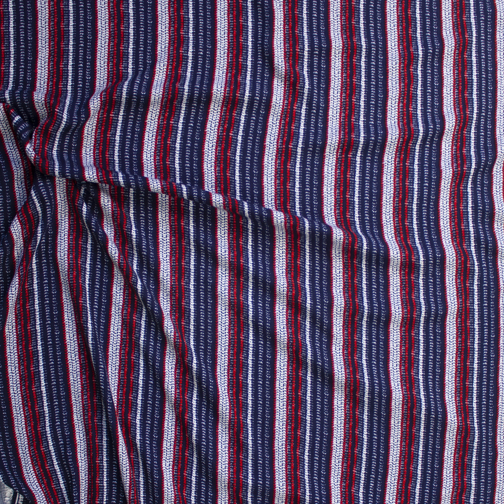 Red, White, and Blue Woven-Look Stripe Rayon Gauze Fabric By The Yard - Wide shot