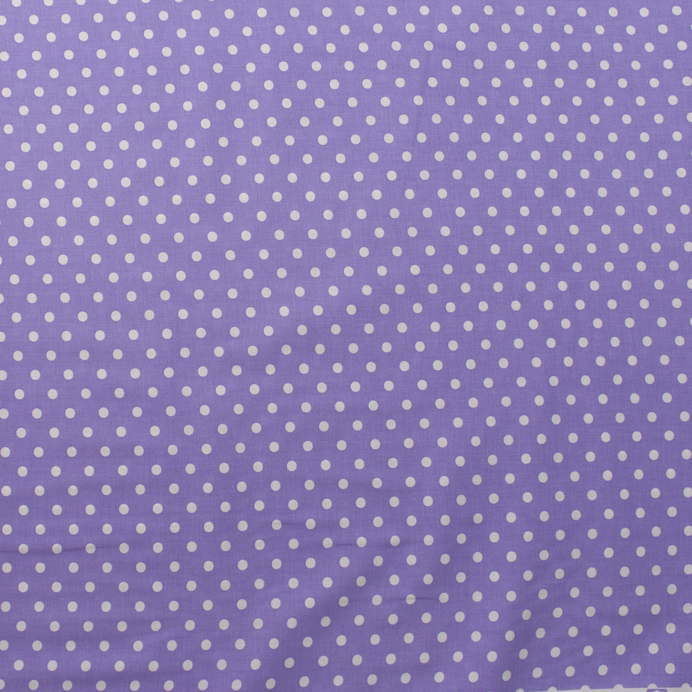 White on Lavender Polka Dots Quilter's Cotton Fabric By The Yard - Wide shot