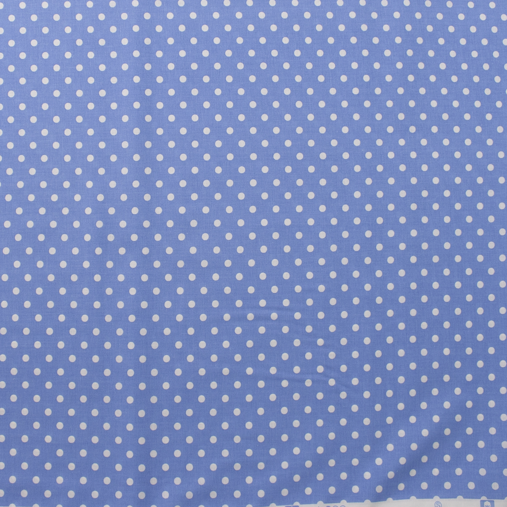 White on Light Blue Polka Dots Quilter's Cotton Fabric By The Yard - Wide shot