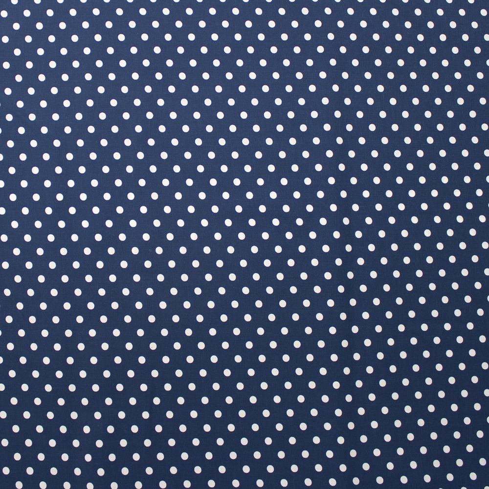 White on Navy Polka Dots Quilter's Cotton Fabric By The Yard - Wide shot
