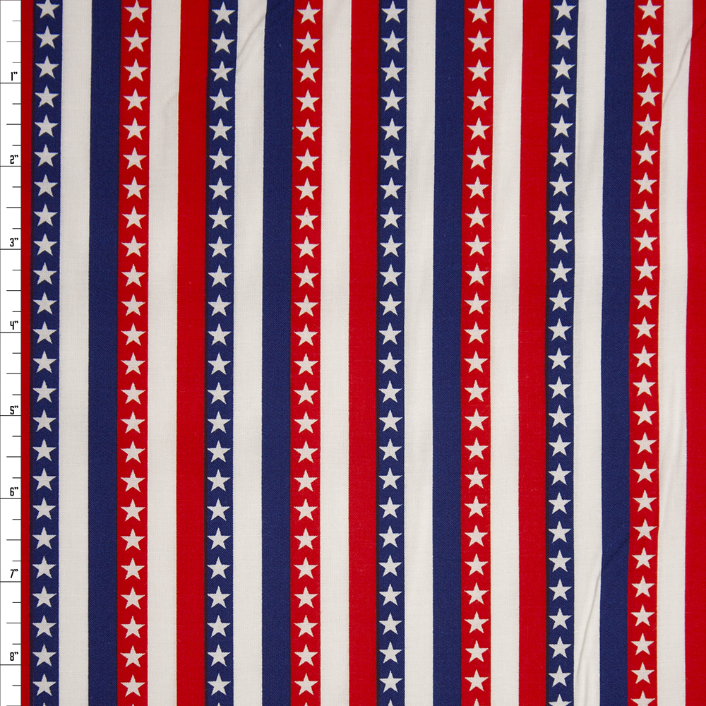 Patriotic Stripe Print 49688 Quilter's Cotton Fabric By The Yard