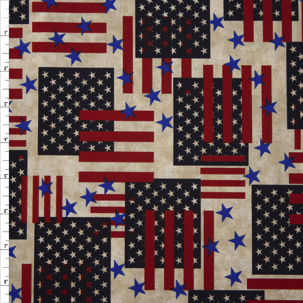 Patriotic Flag Print 49025 Quilter's Cotton Fabric By The Yard