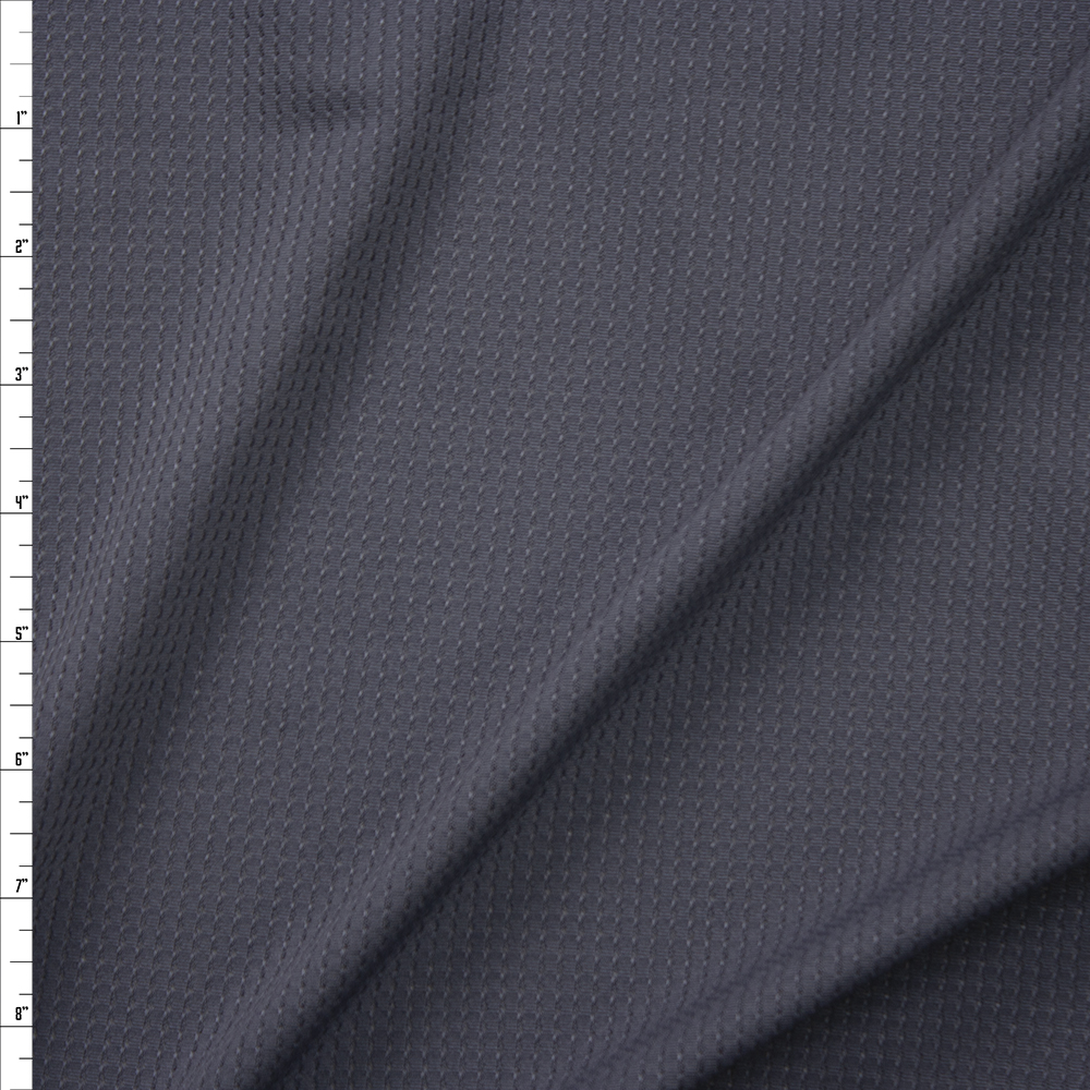 Charcoal Stretch Grid Athletic Mesh Fabric By The Yard
