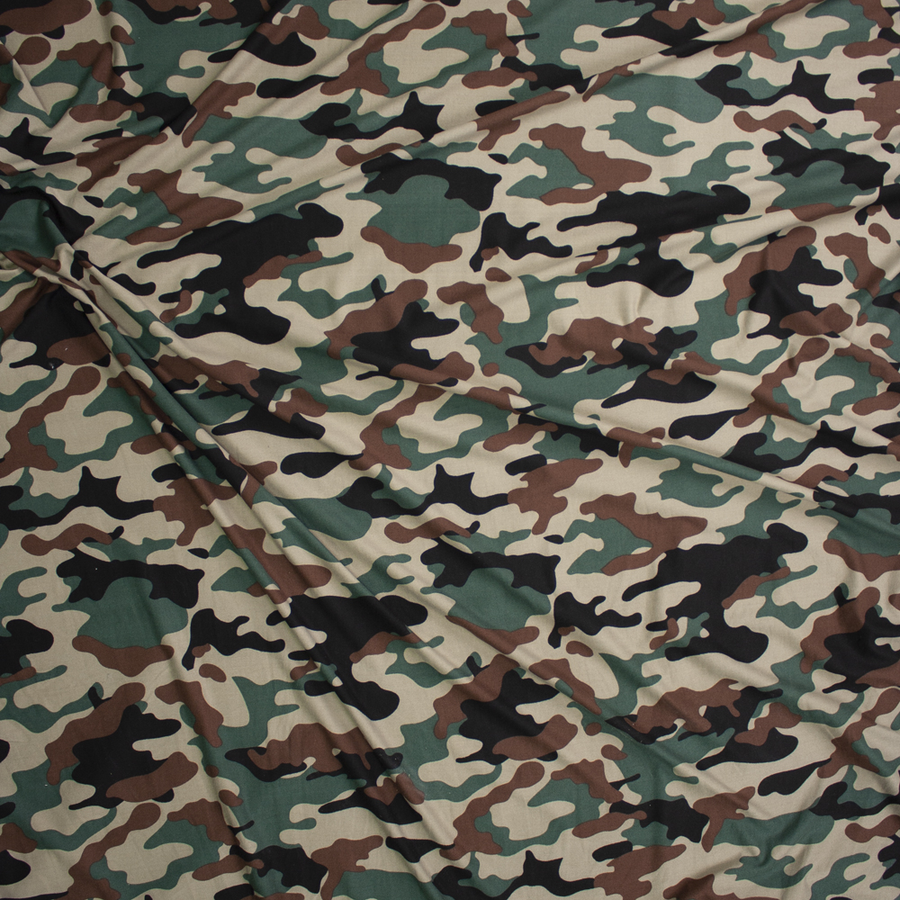 Classic Camouflage Double Brushed Poly/Spandex Fabric By The Yard - Wide shot