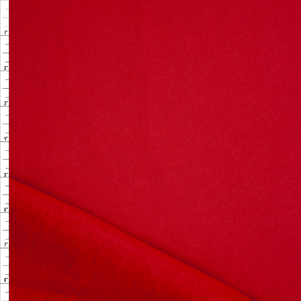 Red Cotton Sweatshirt Fleece Fabric By The Yard