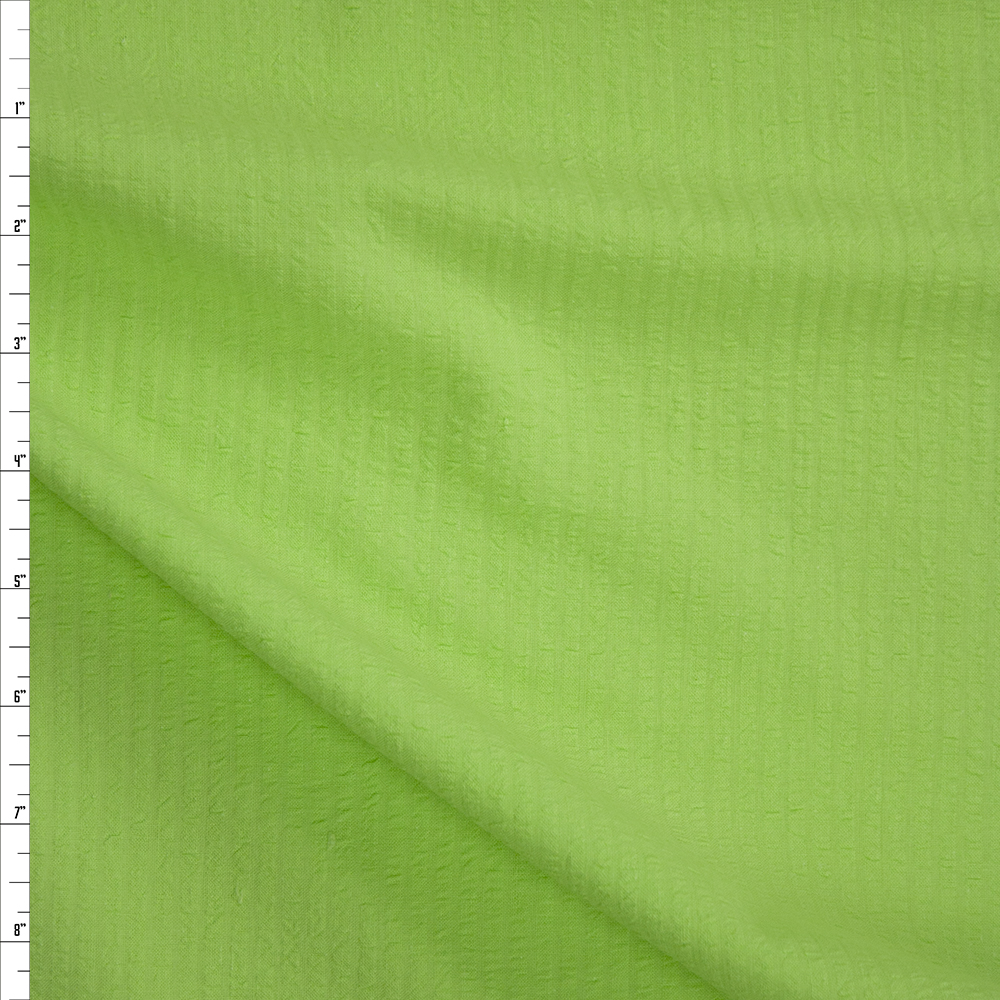 Bright Lime Cotton Seersucker Fabric By The Yard