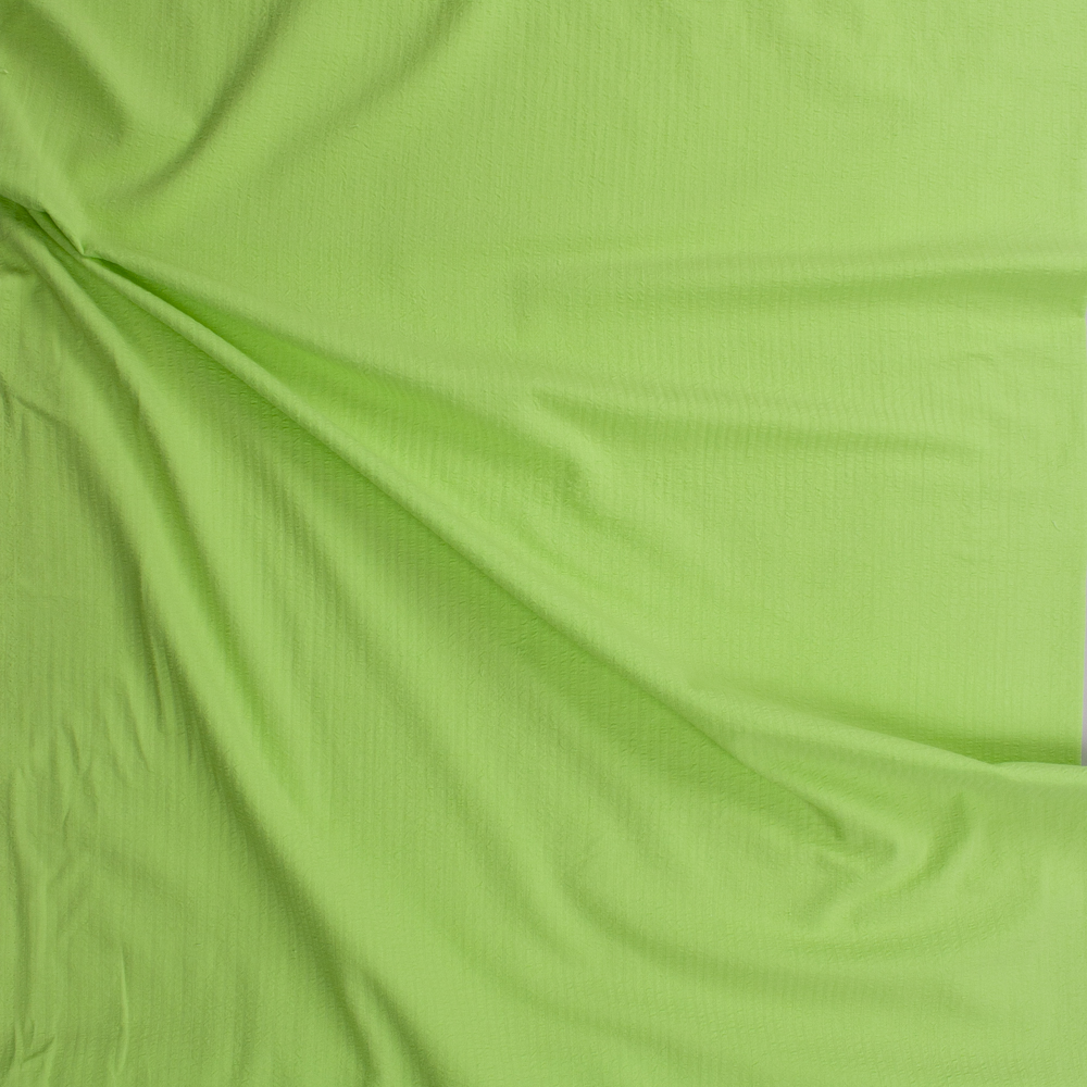 Bright Lime Cotton Seersucker Fabric By The Yard - Wide shot